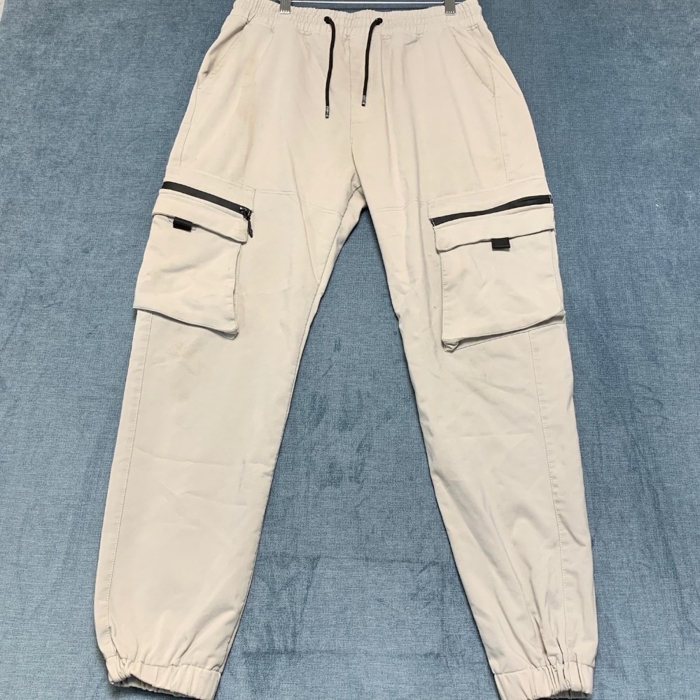 Public Supply Co Jogger Pants Mens XL Beige Rayon Stretch Cargo Pockets Outdoor
